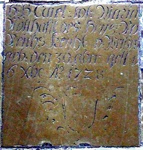 Grabplatte für Cajetan Joseph Maria Notthafft im Ingolstädter Liebfrauenmünster