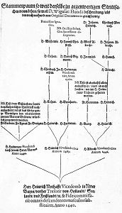 Stammbaum aus Joh. Heinr. Notthafft: Erzhlung Aholminger Streitsache, 1644
