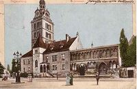 Vorhalle und Kirchturm von St. Emmeram auf einer Ansichtskarte von 1911