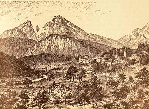 Berchtesgaden - Holzstich nach Karl Dietrich, 1895