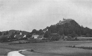 Burgberg von Lutzmannstein mit der St.-Ottilien-Kapelle um 1906